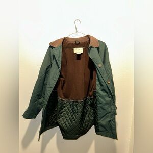✨ Vintage Eddie‎ Bauer Quilted Field Jacket | Dark Green w/ Brown Collar ✨